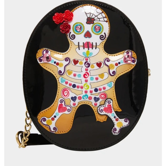 Betsey Johnson Handbags - Betsey Johnson GINGERBREAD BONES CROSSBODY BLACK MULTI